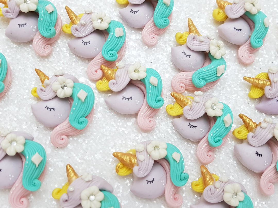 Clay Charm Embellishment - New Unicorn Head Mint Lilac - Crafty Mood