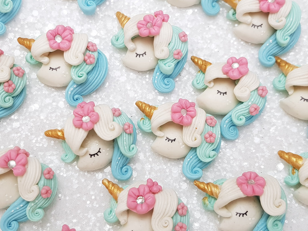 Clay Charm Embellishment - NEW UNICORN HEAD BLUE - Crafty Mood