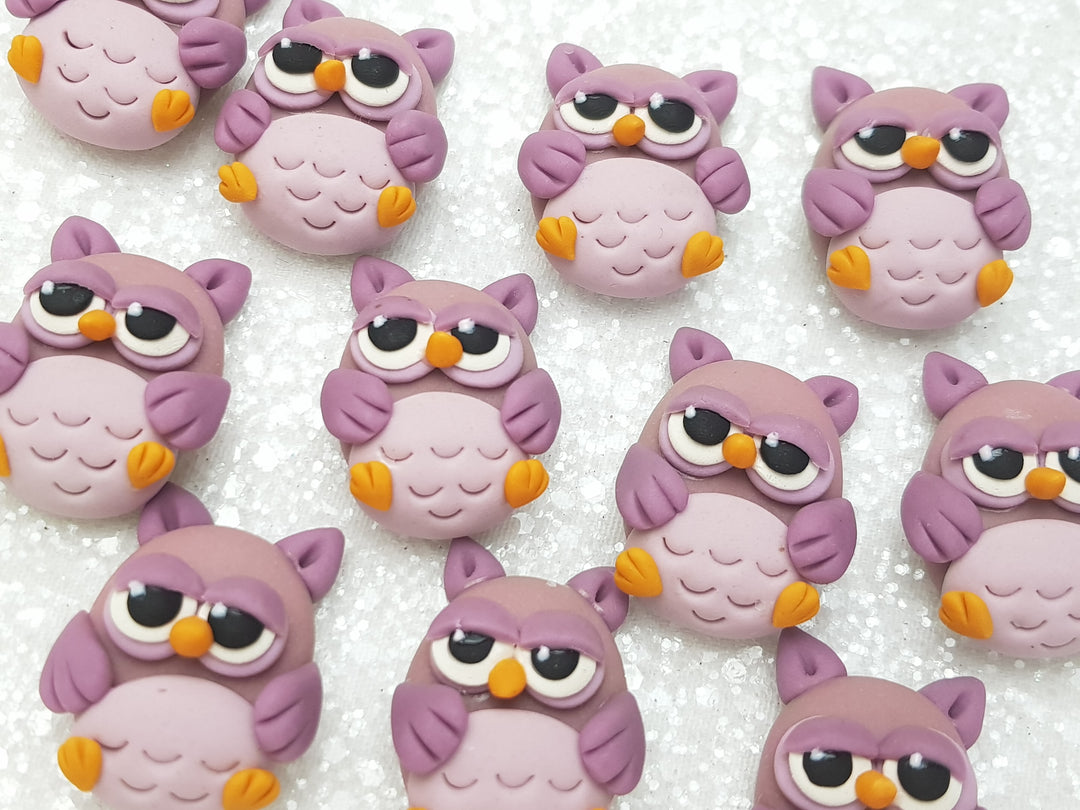 Clay Charm Embellishment - NEW OWL -PURPLE - Crafty Mood