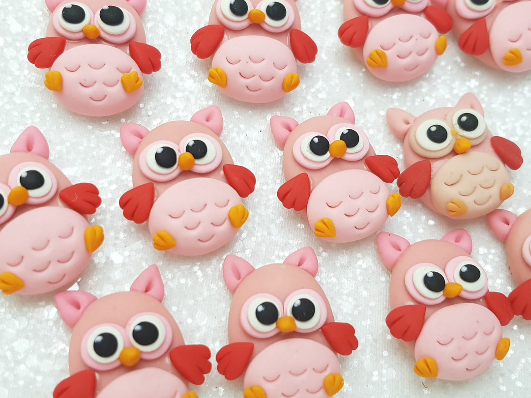 Clay Charm Embellishment - NEW OWL -PINK - Crafty Mood