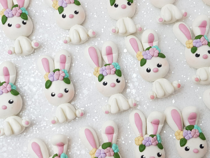 Clay Charm Embellishment - NEW White Bunny - Crafty Mood