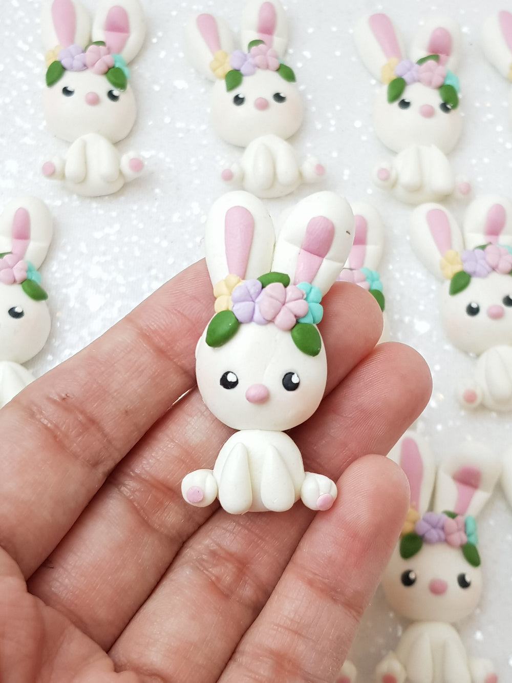 Clay Charm Embellishment - NEW White Bunny - Crafty Mood