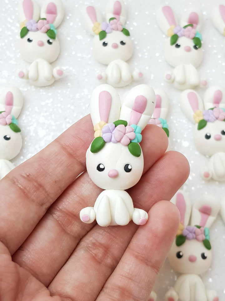 Clay Charm Embellishment - NEW White Bunny - Crafty Mood