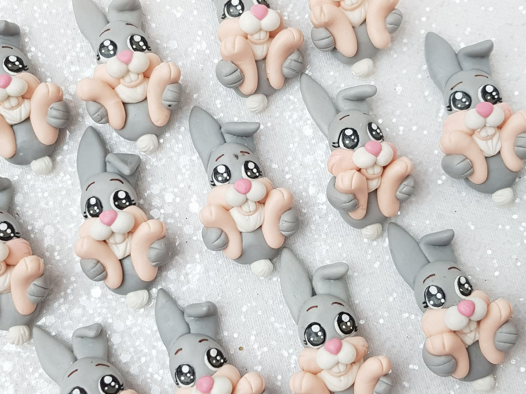 Clay Charm Embellishment - NEW Jumping Bunny - Crafty Mood