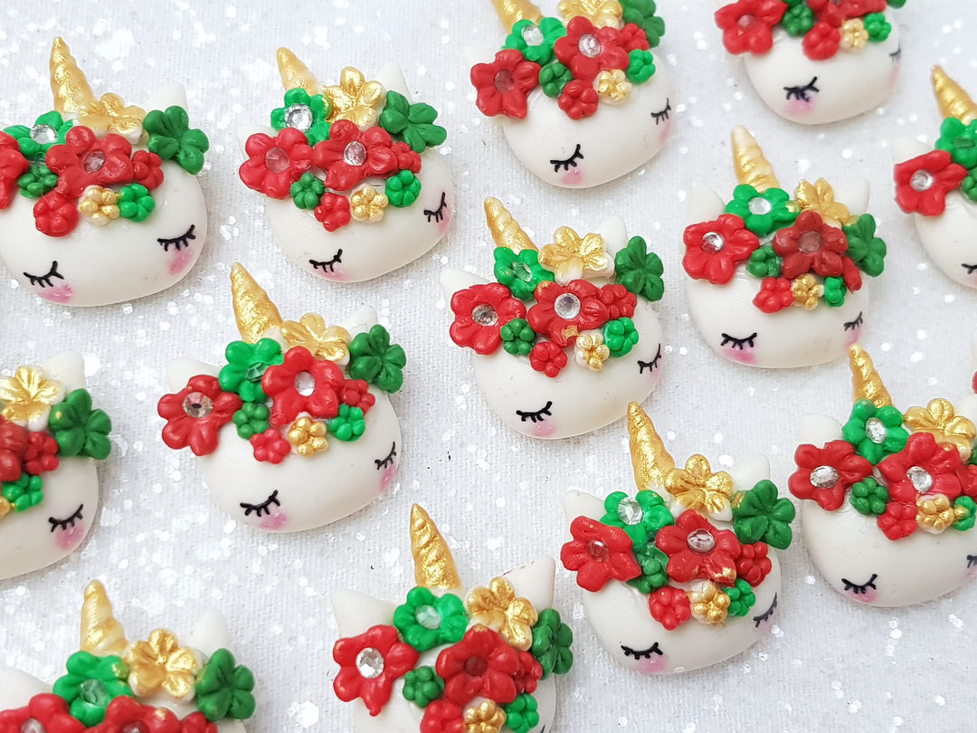 Clay Charm Embellishment - NEW Sleepy Unicorn Christmas - Crafty Mood