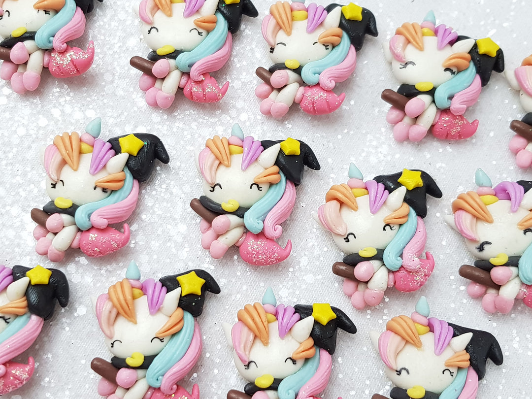 Clay Charm Embellishment - NEW Witch Unicorn Halloween - Crafty Mood
