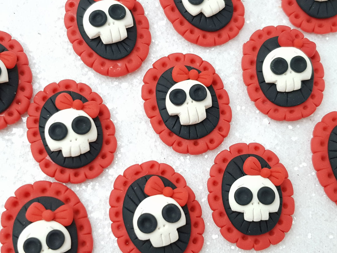 Clay Charm Embellishment - NEW Skull Cameo Halloween - Crafty Mood