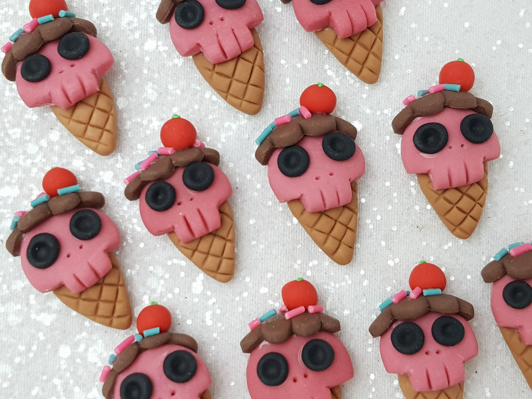 Clay Charm - NEW Skull Ice Cream Halloween - Crafty Mood