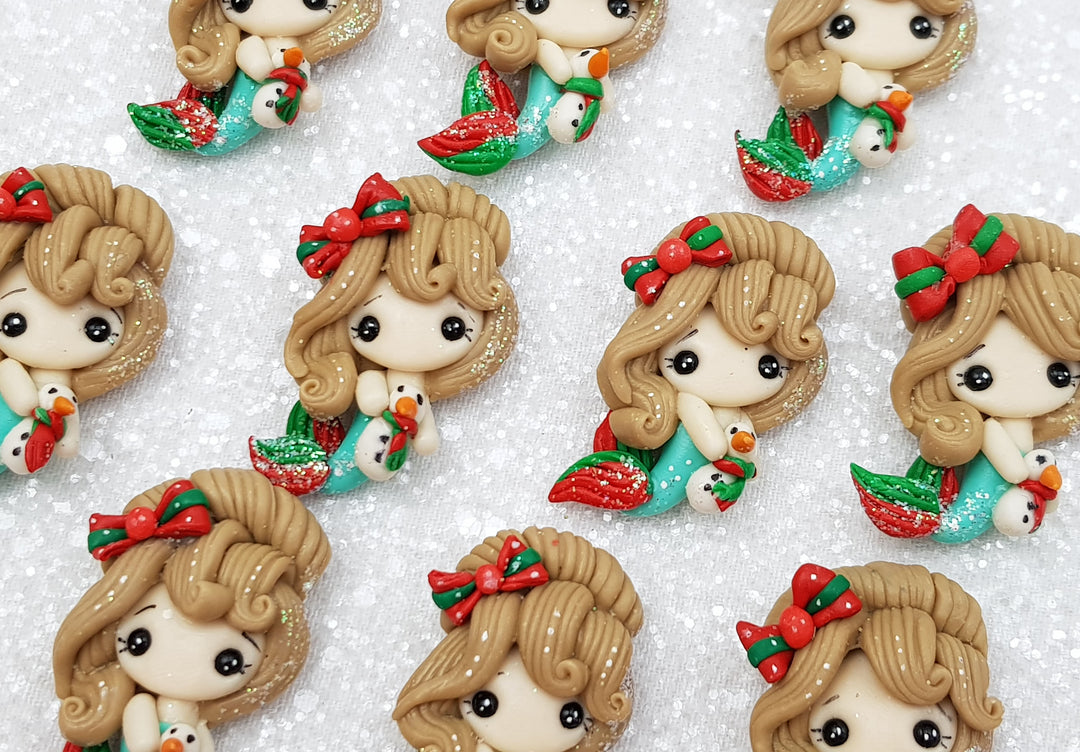 Clay Charm Embellishment - New Christmas Mermaid B - Crafty Mood