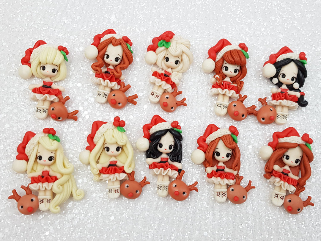 Clay Charm Embellishment - NEW set of 10 Christmas Princess - Crafty Mood