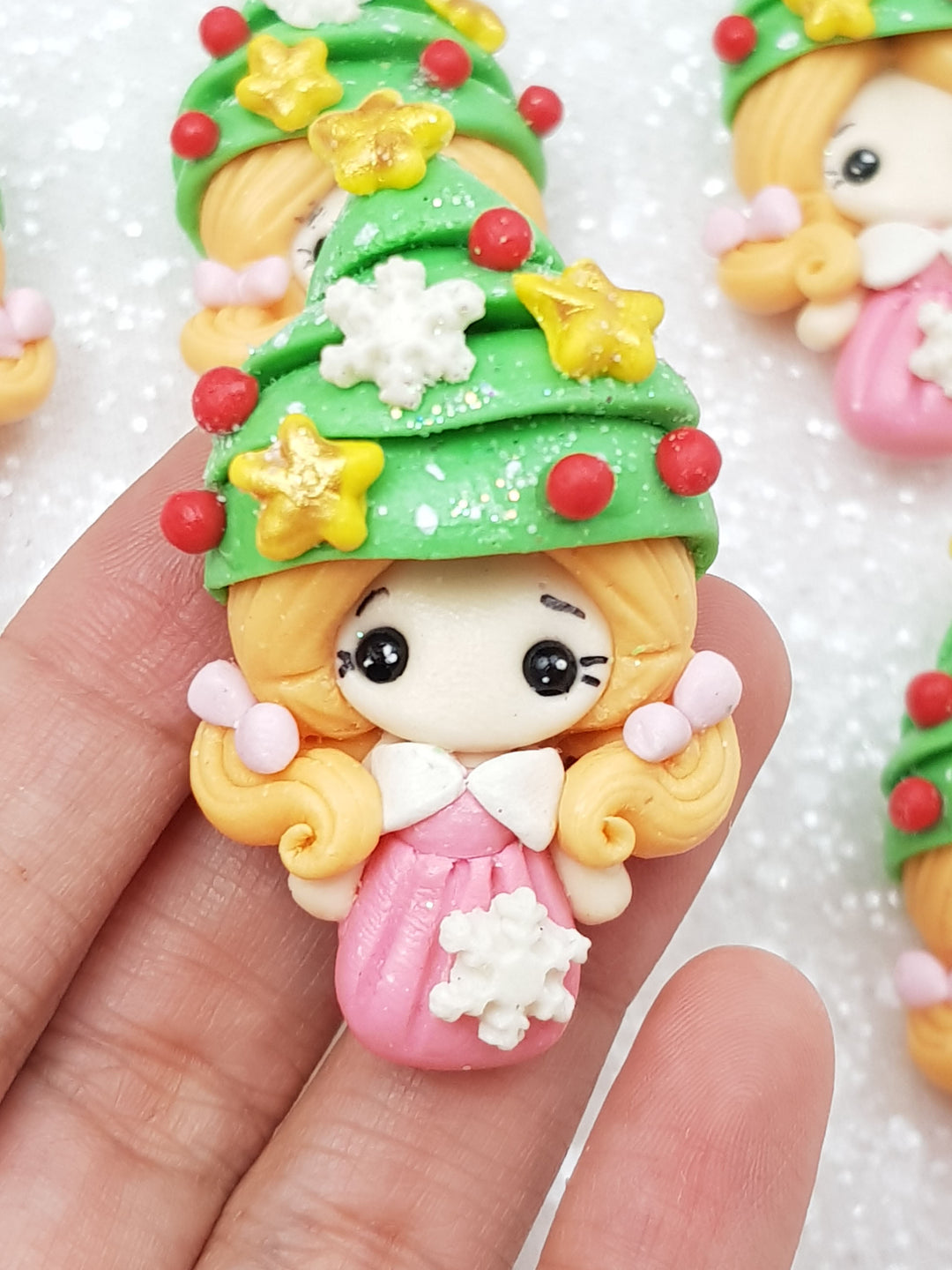 Clay Charm Embellishment - New Christmas Tree Girl - Crafty Mood