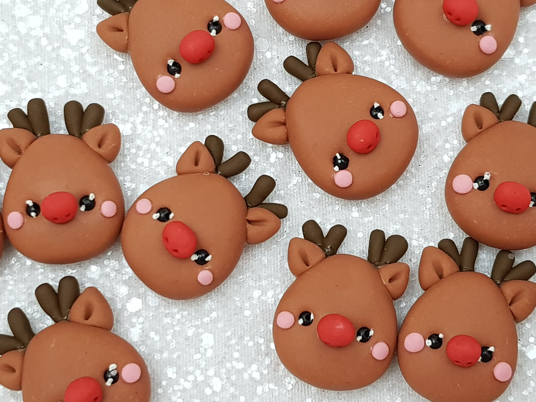Clay Charm Embellishment - Christmas Deer Rudolf - Crafty Mood