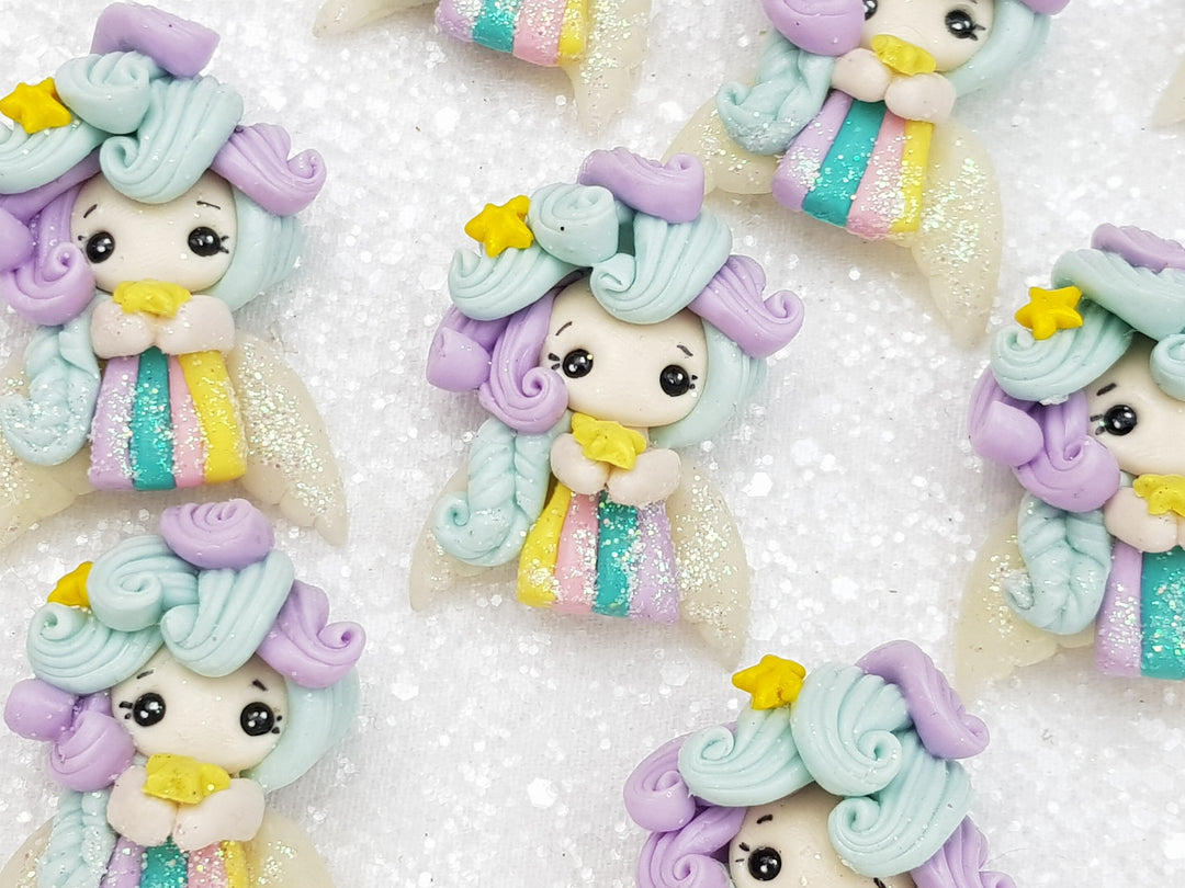 Clay Charm Embellishment new rainbow angel B - Crafty Mood