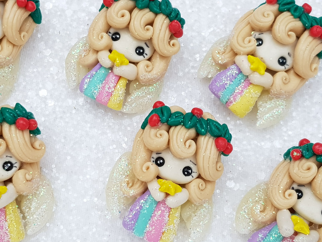 Clay Charm Embellishment new rainbow angel C - Crafty Mood