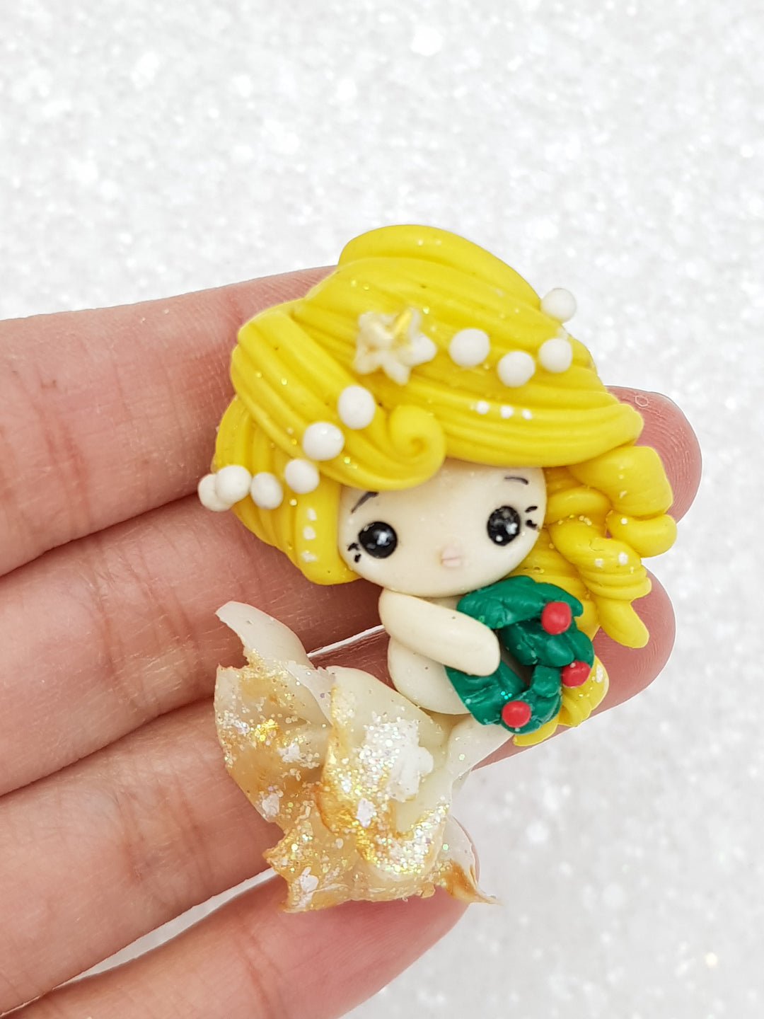 Clay Charm Embellishment Christmas mermaid - Crafty Mood