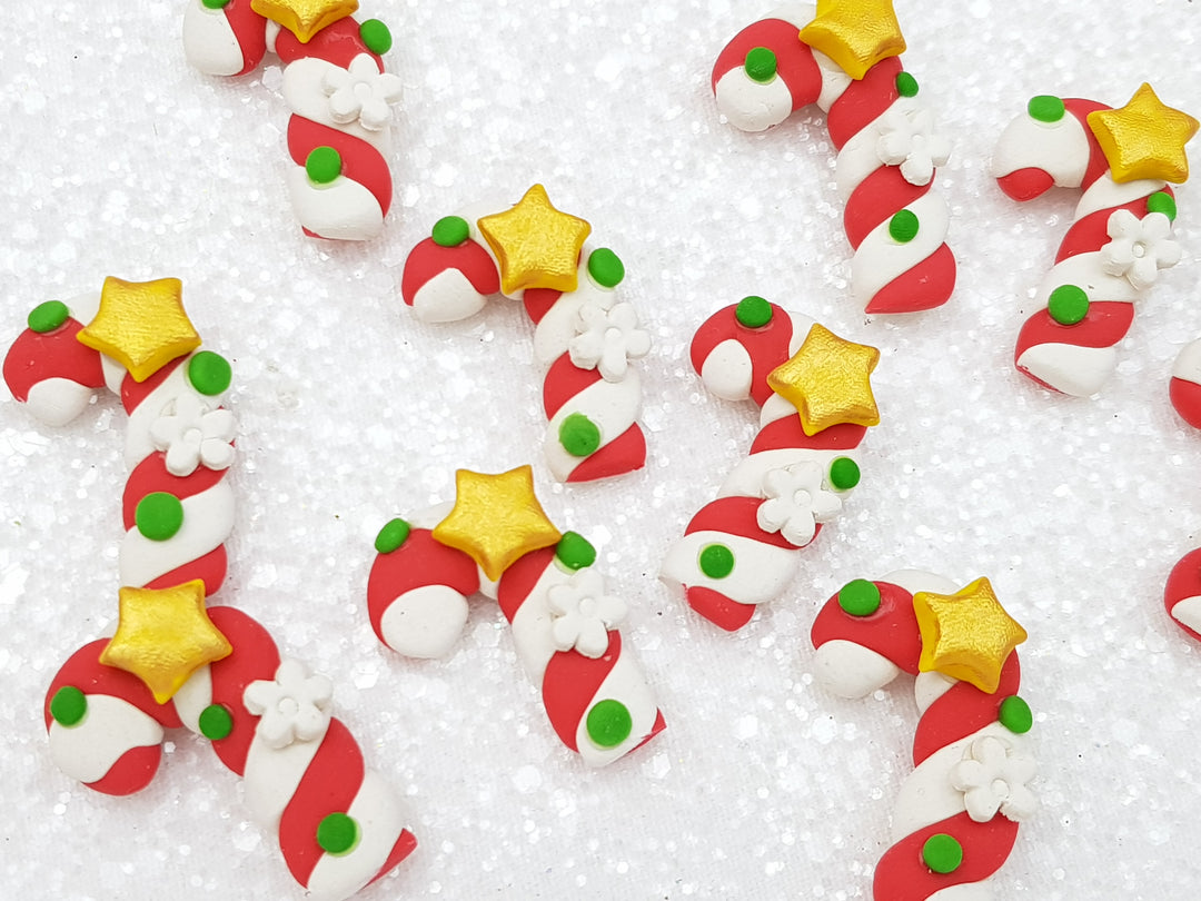 Clay Charm Embellishment - New Candy Cane - Red - Crafty Mood