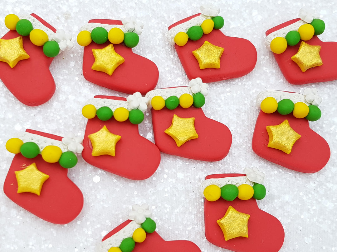 Clay Charm Embellishment - NEW Christmas Sock - Crafty Mood