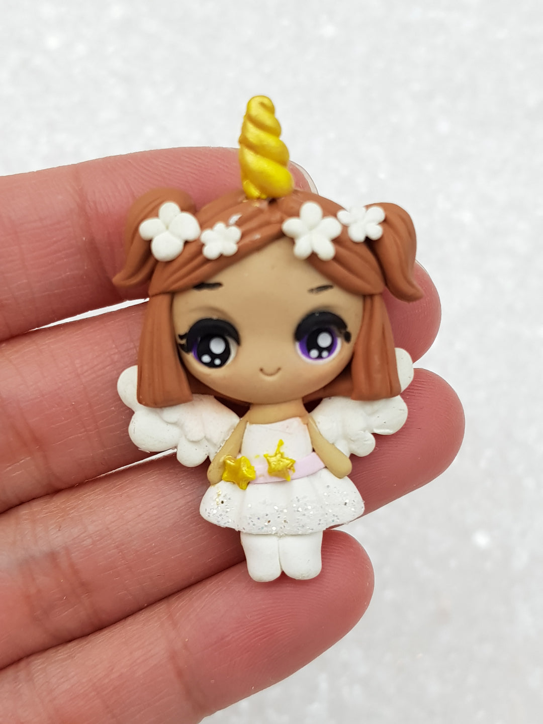 Clay Charm Embellishment NEW big eyes angel - Crafty Mood