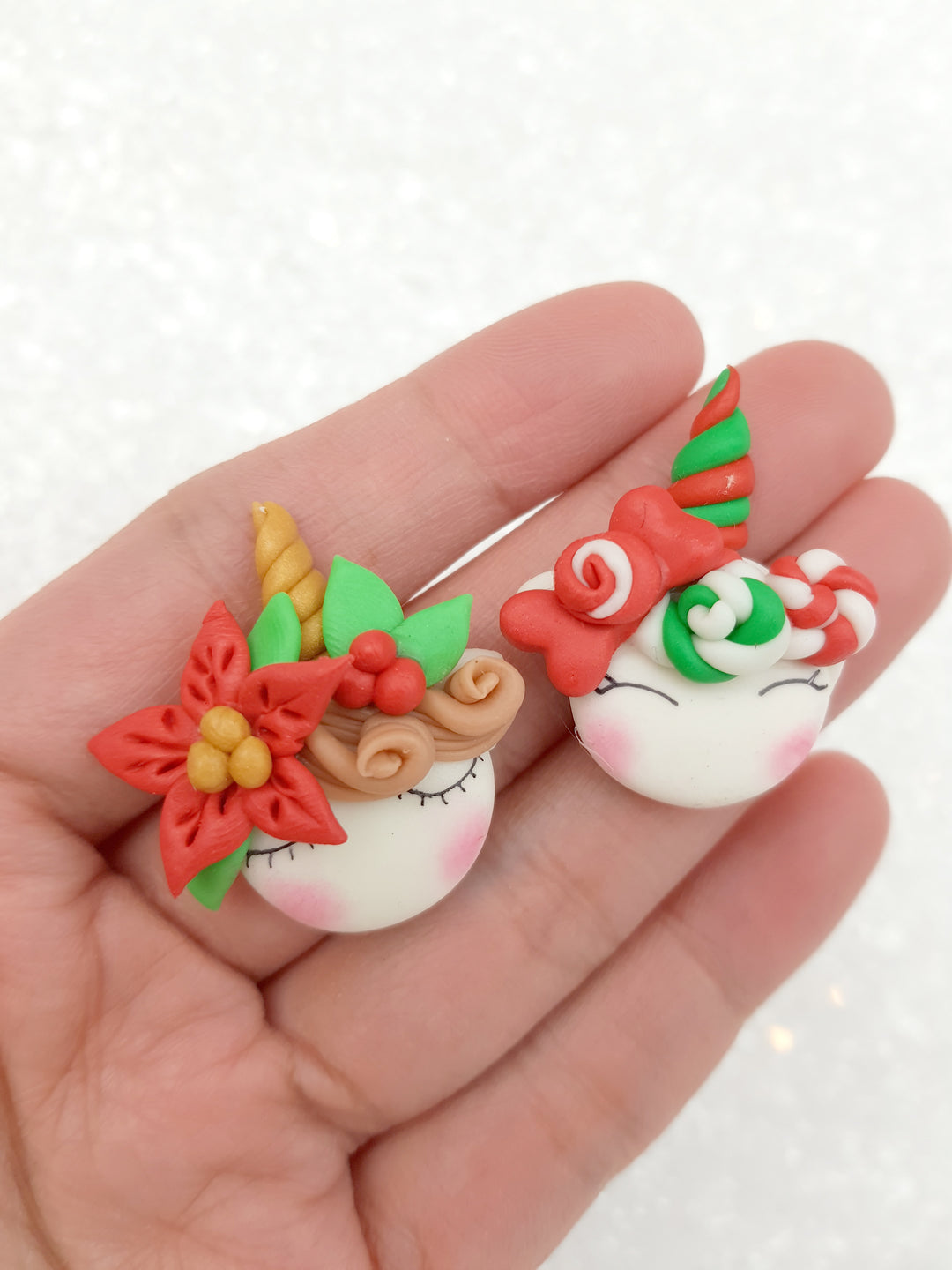 Clay Charm Embellishment NEW christmas sleepy unicorn K - Crafty Mood
