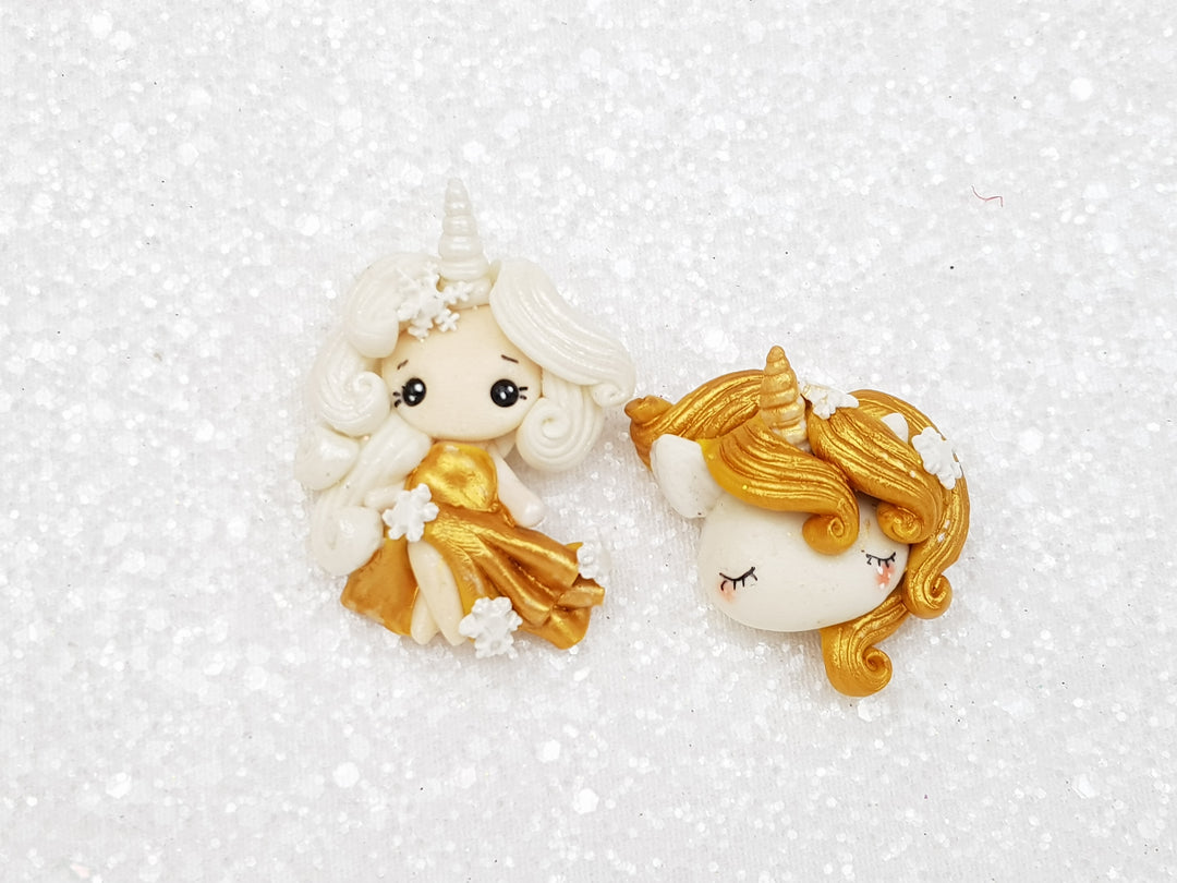 Clay Charm Embellishment NEW F-SHIMMER UNICORN GIRL/HEAD - Crafty Mood