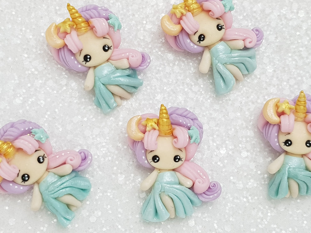 Clay Charm Embellishment - NEW C SHIMMER UNICORN GIRL/HEAD - Crafty Mood