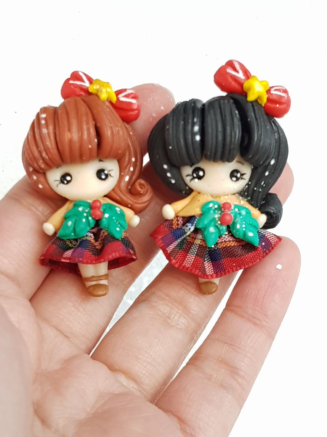 Clay Charm Embellishment - Tartan Girl B - Crafty Mood