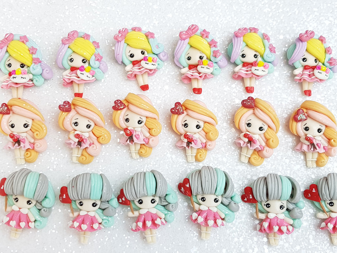 Clay Charm Embellishment - New Valentine Girl - Crafty Mood