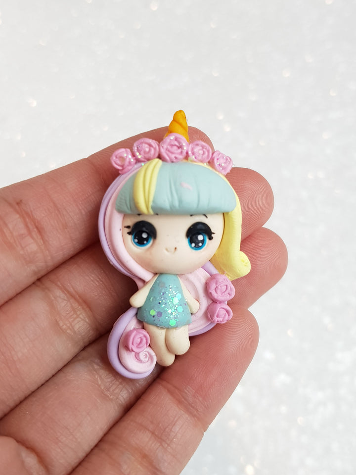 Clay Charm Embellishment - Rainbow Girl Big Eyes - Crafty Mood