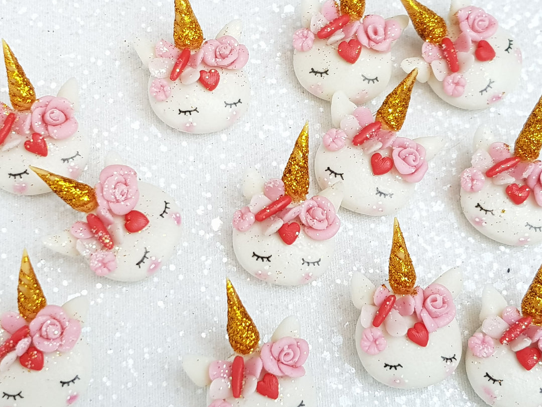 Clay Embellishment Charm - New Valentine Unicorn Head - Crafty Mood