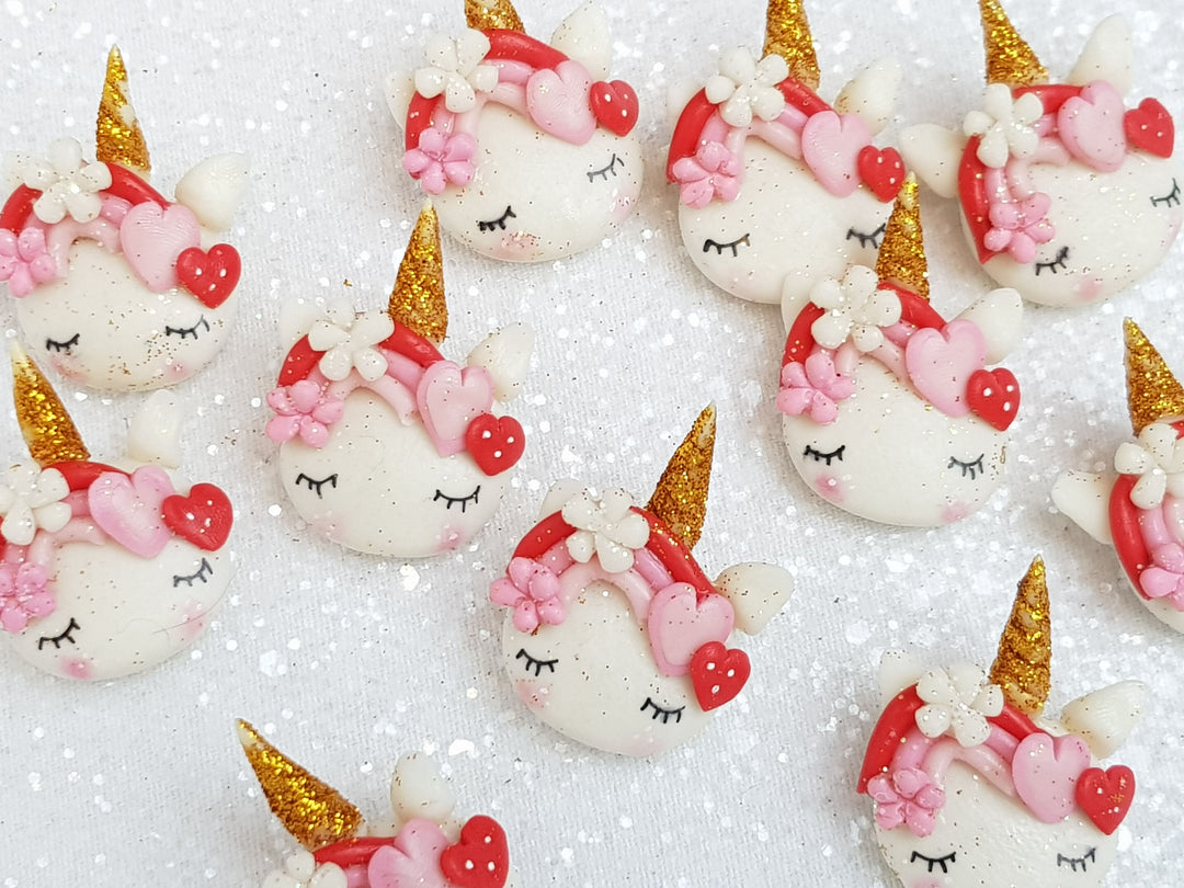 Clay Embellishment Charm - New Valentine Unicorn Head B - Crafty Mood