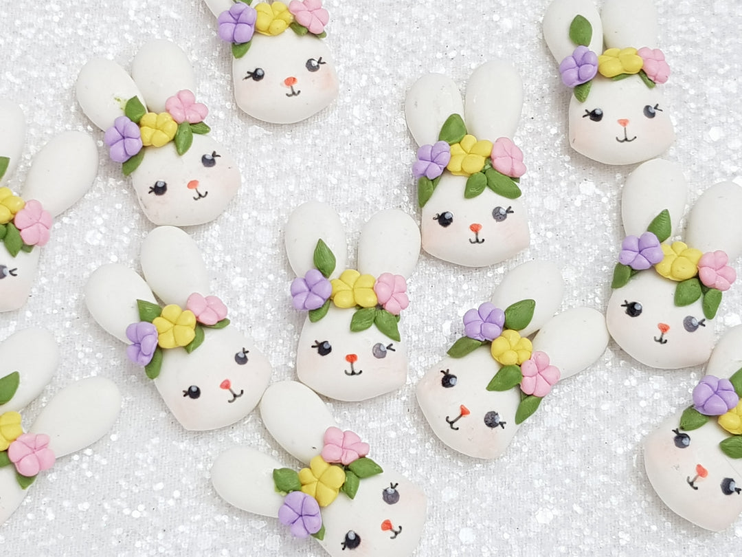 Clay Charm Embellishment - NEW BUNNY HEAD white - Crafty Mood