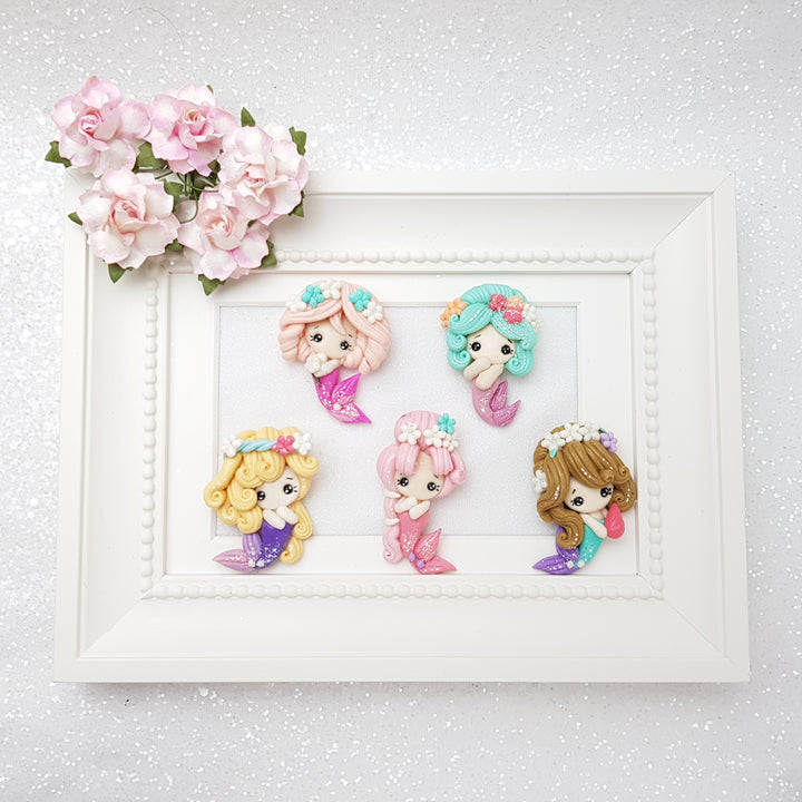 Clay Charm Embellishment - Small Mint Pink Mermaid - Crafty Mood