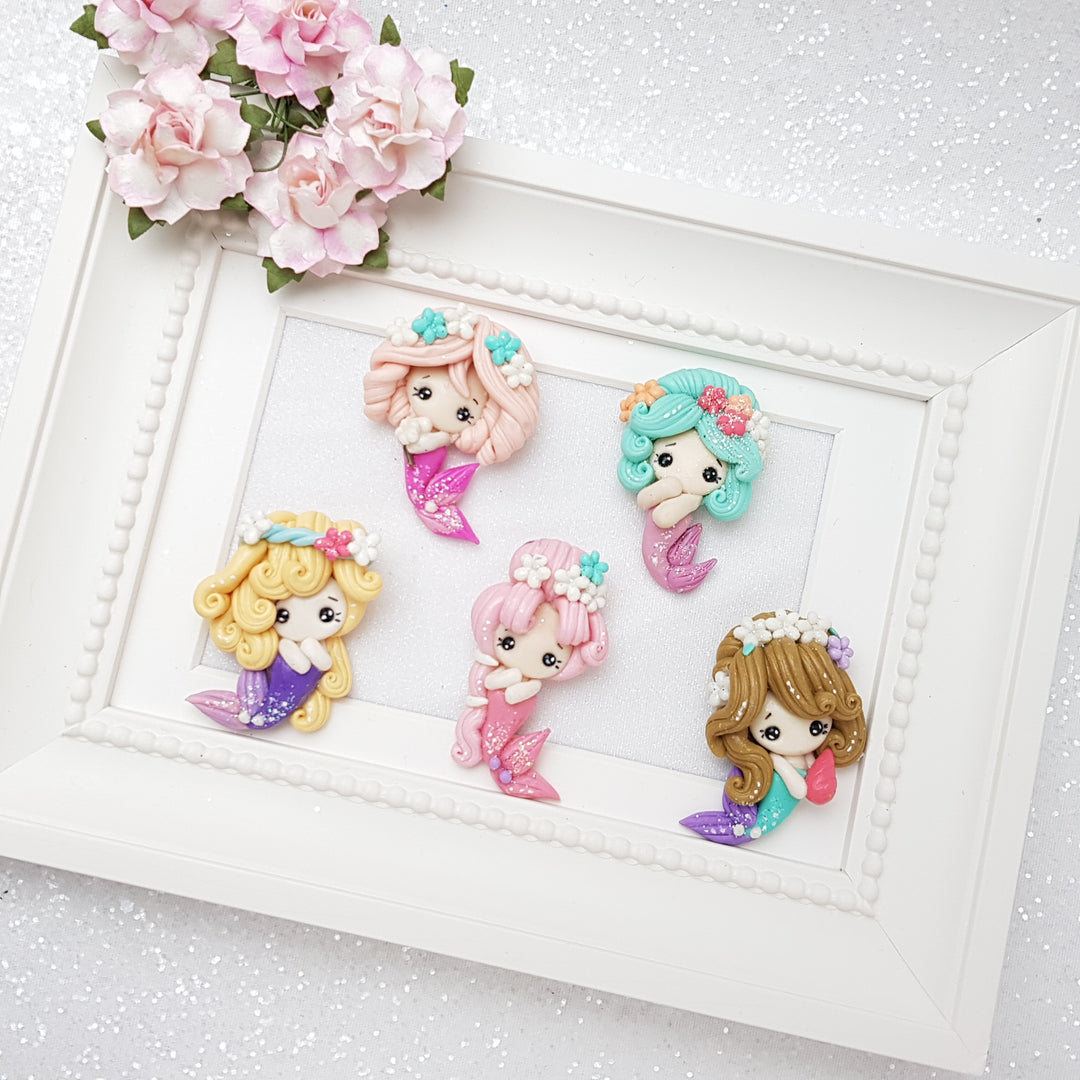 Clay Charm Embellishment - Small Mint Pink Mermaid - Crafty Mood