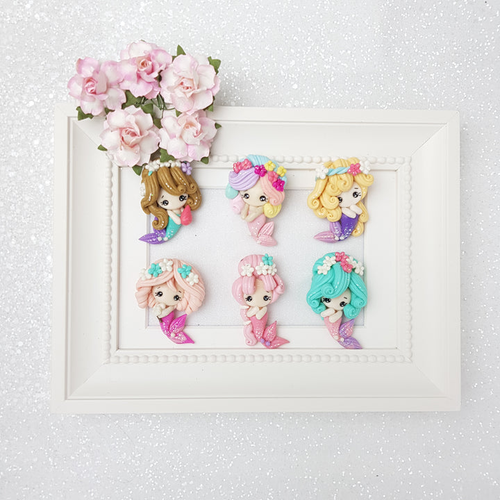 Clay Charm Embellishment - Small Mint Pink Mermaid - Crafty Mood
