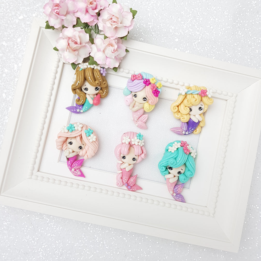 Clay Charm Embellishment - Small Mint Pink Mermaid - Crafty Mood