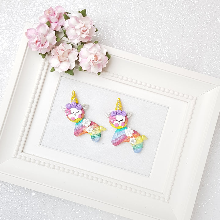 Clay Charm Embellishment - Rainbow Llama Delight - Crafty Mood