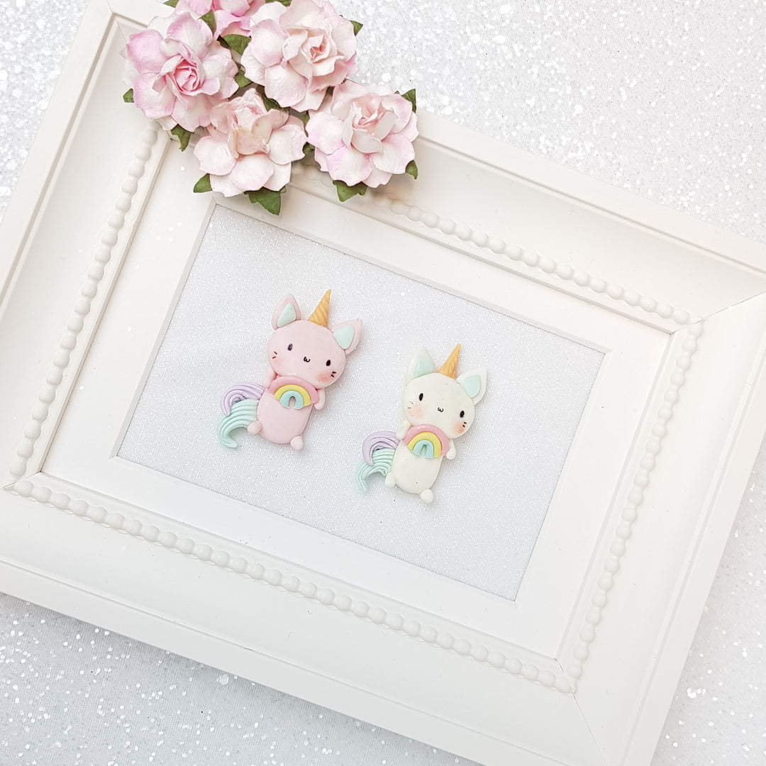 Clay Charm Embellishment - NEW Caticorn Rainbow - Crafty Mood