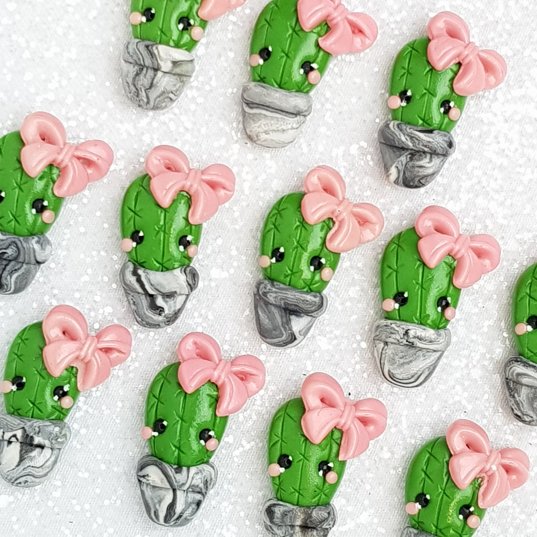 Clay Charm Embellishment - NEW Cactus Bow - Crafty Mood
