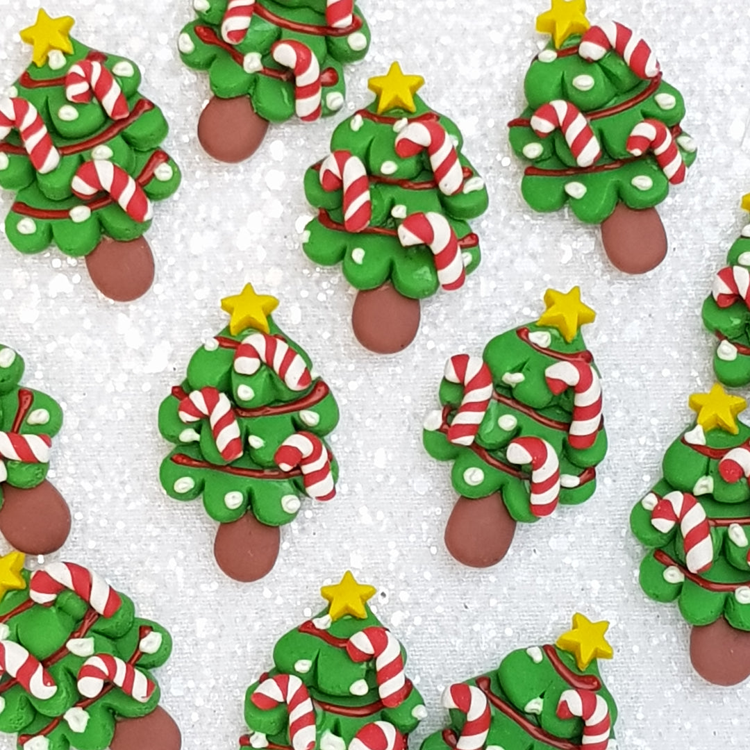Clay Charm Embellishment - New Christmas Tree with candy cane - Crafty Mood