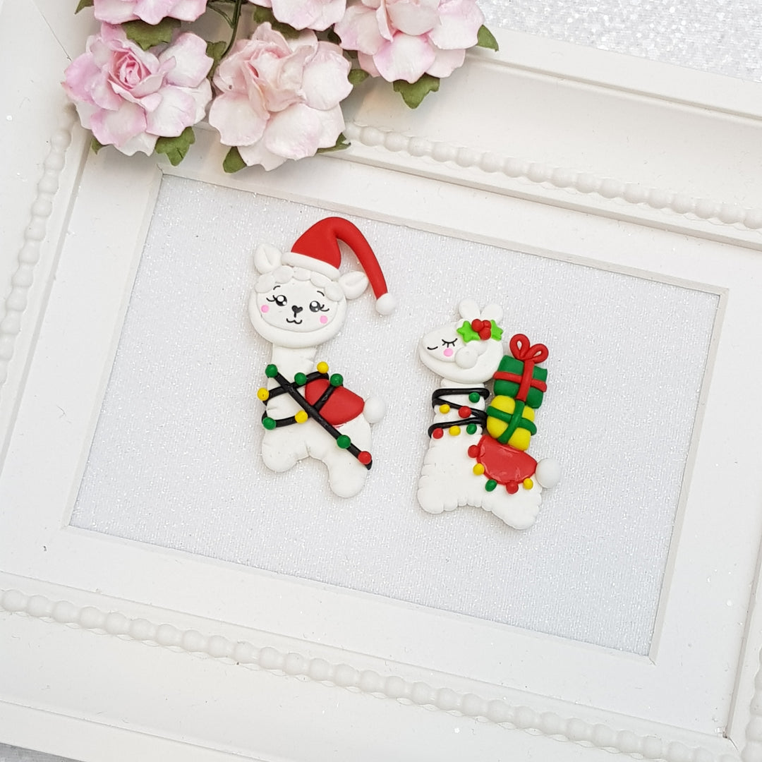 Clay Charm Embellishment - llama christmas Delight - Crafty Mood