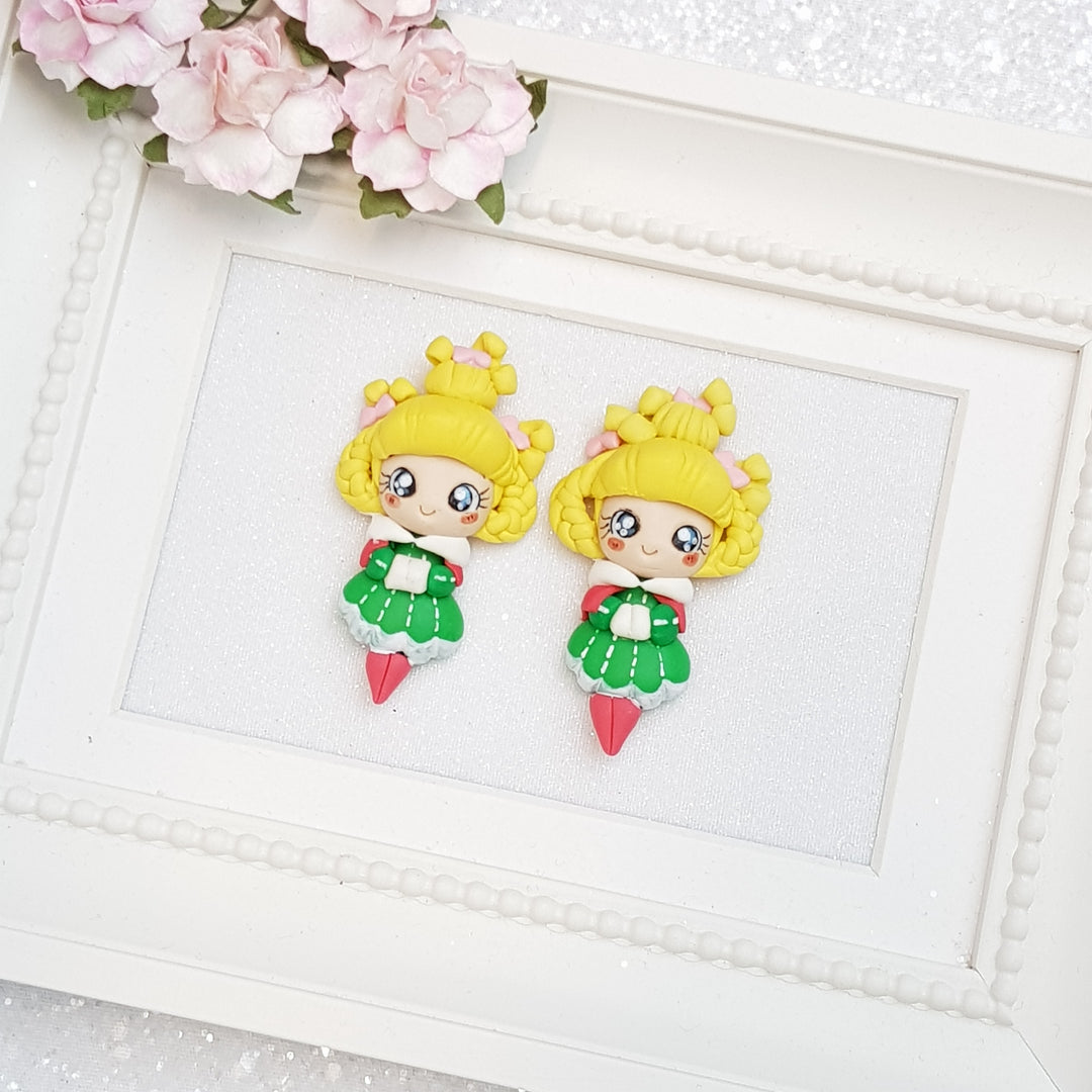 Clay Charm Embellishment - christmas girl - Crafty Mood