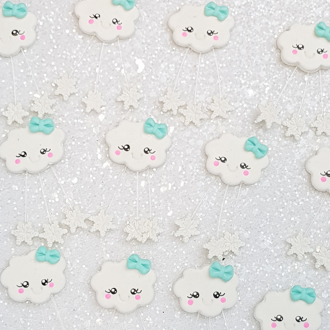 Clay Charm Embellishment - cloud snowflake - Crafty Mood