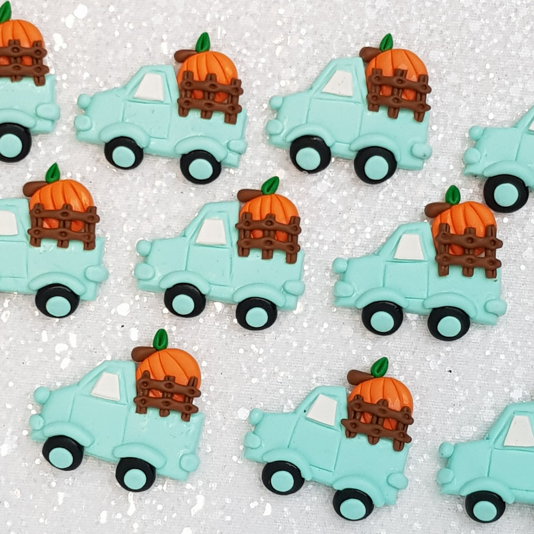 Clay Charm Embellishment - pumpkin truck delight - Crafty Mood