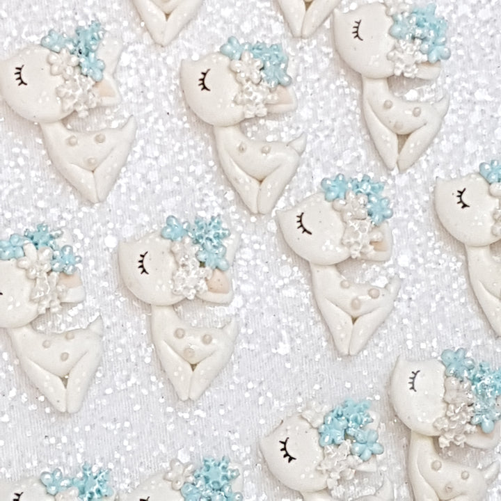 Deer - White - Embellishment Clay Bow Centre - Crafty Mood