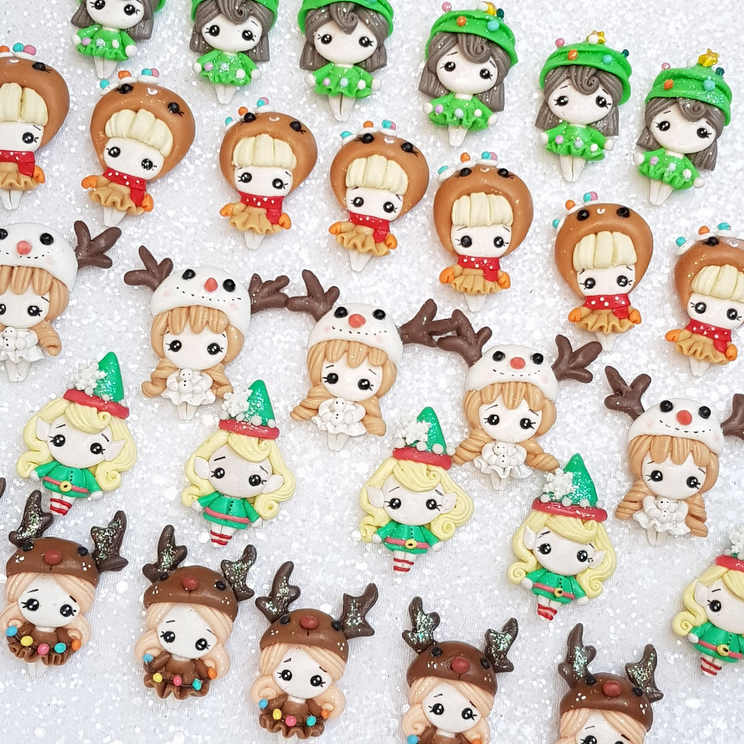 Exclusive Mini Christmas Girl - Embellishment Clay Bow Centre - Crafty Mood