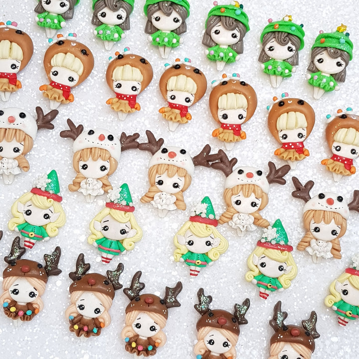 Exclusive Mini Christmas Girl - Embellishment Clay Bow Centre - Crafty Mood