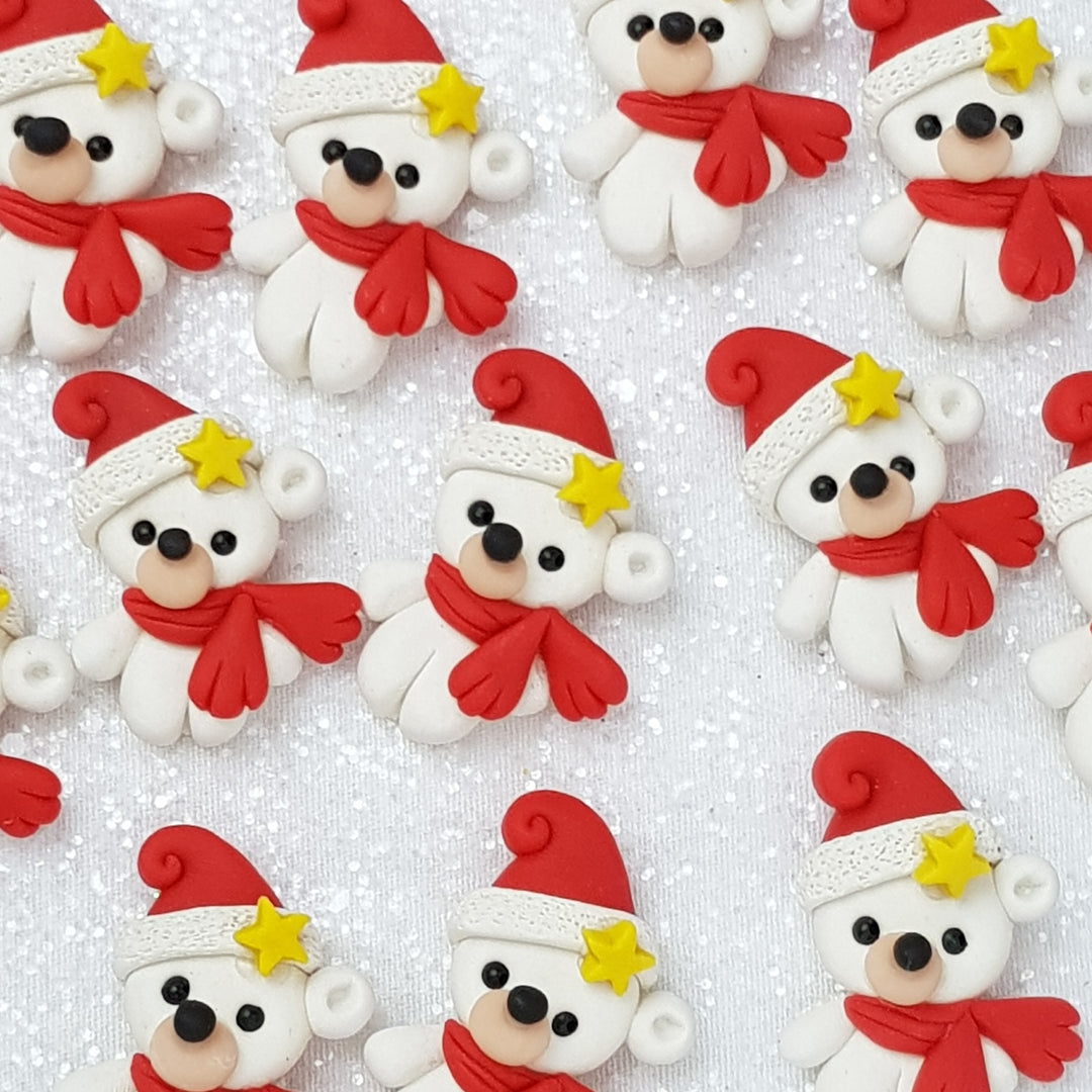 white bear - Clay Charm Embellishment - Crafty Mood