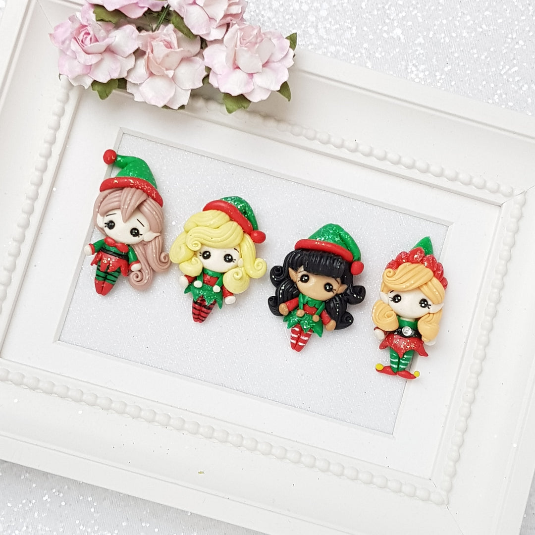 elf - bow centre Clay Charm Embellishment - Crafty Mood