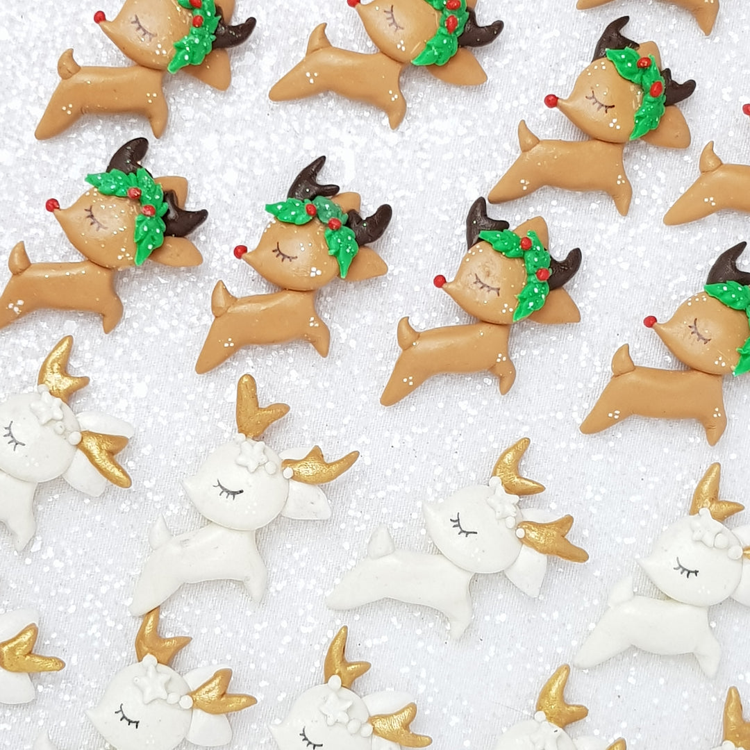 Flying deer - Handmade Flatback Clay Bow Centre - Crafty Mood