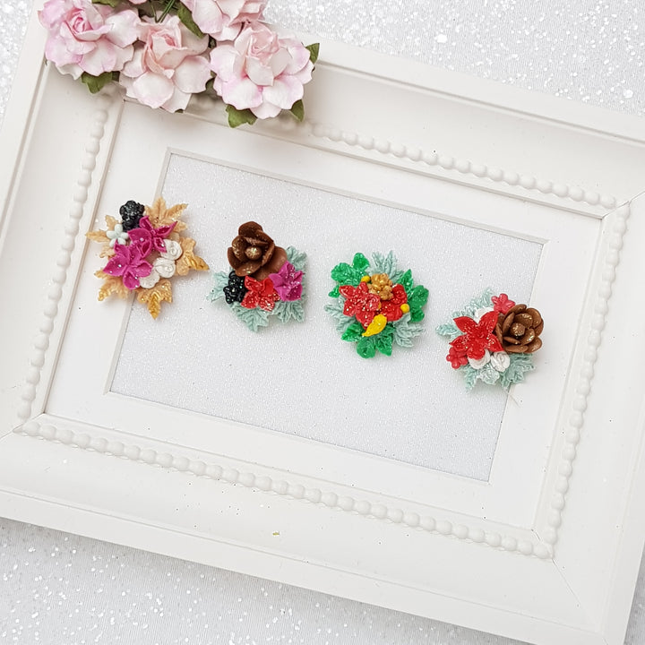 flower cluster - Handmade Flatback Clay Bow Centre - Crafty Mood
